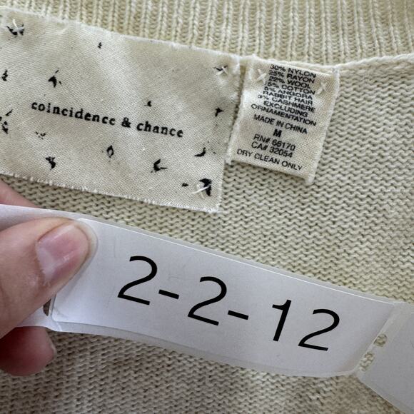 Coincidence & Chance Sweater Womens Medium Beaded Embellished Angora Wool Blend - Picture 3 of 8